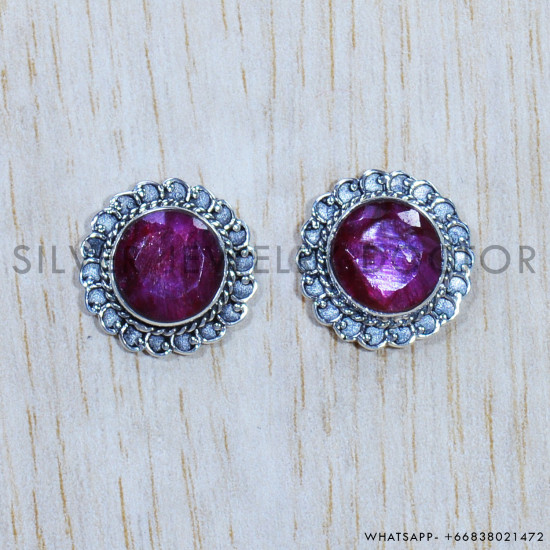 Ruby 925 Sterling Silver Earrings (SJWES-316)