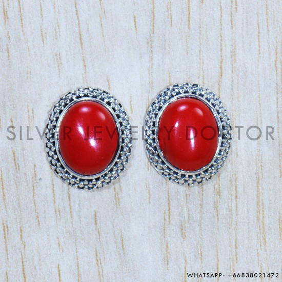 Coral 925 Sterling Silver Earrings (SJWES-325) Coral 925 Sterling Silver Earrings (SJWES-325)