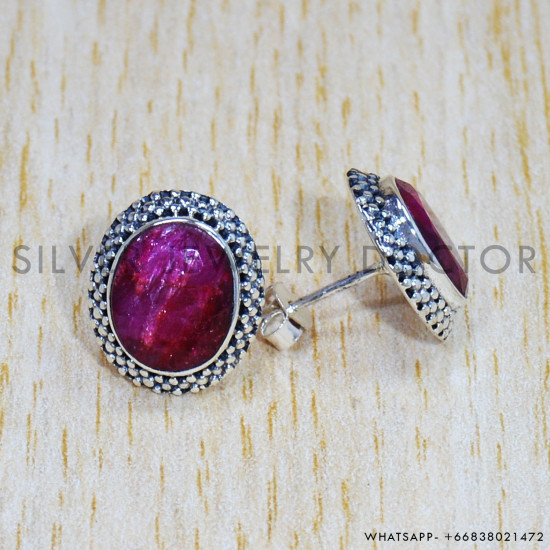 Ruby 925 Sterling Silver Earrings (SJWES-328) Ruby 925 Sterling Silver Earrings (SJWES-328)