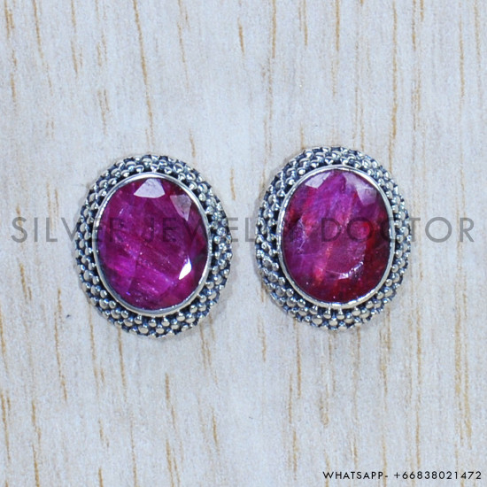 Ruby 925 Sterling Silver Earrings (SJWES-328) Ruby 925 Sterling Silver Earrings (SJWES-328)