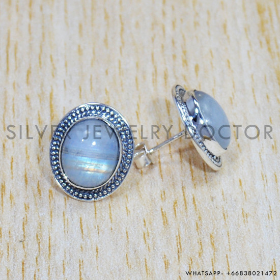 Rainbow Moonstone 925 Sterling Silver Earrings (SJWES-339) Rainbow Moonstone 925 Sterling Silver Earrings (SJWES-339)