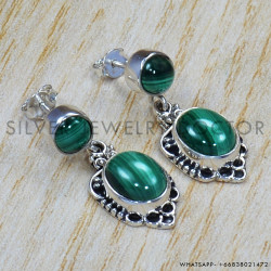 Malachite 925 Sterling Silver Stud Earrings (SJWES-34) Malachite 925 Sterling Silver Stud Earrings (SJWES-34)