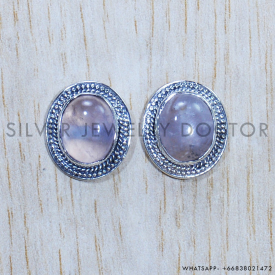 Rose Quartz 925 Sterling Silver Earrings (SJWES-341) Rose Quartz 925 Sterling Silver Earrings (SJWES-341)