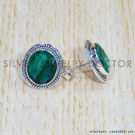 Emerald 925 Sterling Silver Earrings (SJWES-343) Emerald 925 Sterling Silver Earrings (SJWES-343)