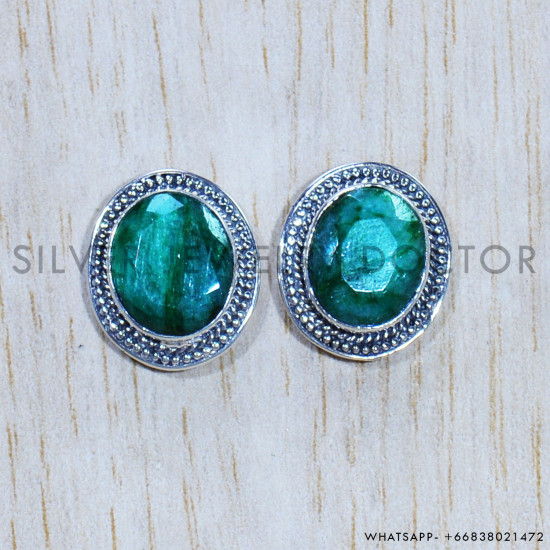 Emerald 925 Sterling Silver Earrings (SJWES-343) Emerald 925 Sterling Silver Earrings (SJWES-343)