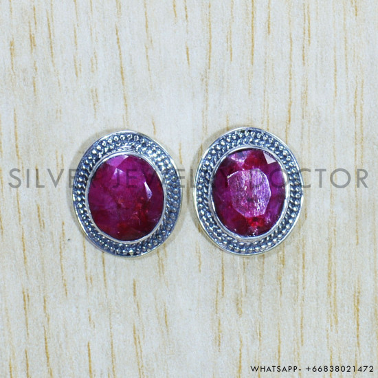 Ruby 925 Sterling Silver Earrings (SJWES-346) Ruby 925 Sterling Silver Earrings (SJWES-346)