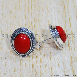 Coral 925 Sterling Silver Earrings (SJWES-355)