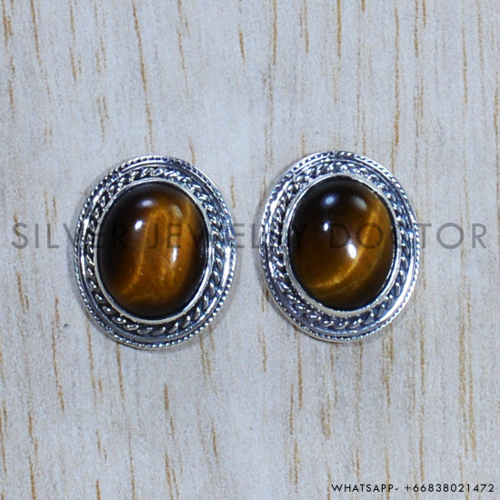 Tiger Eye 925 Sterling Silver Earrings (SJWES-363) Tiger Eye 925 Sterling Silver Earrings (SJWES-363)