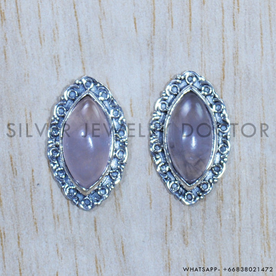 Rose Quartz 925 Sterling Silver Earrings (SJWES-364) Rose Quartz 925 Sterling Silver Earrings (SJWES-364)
