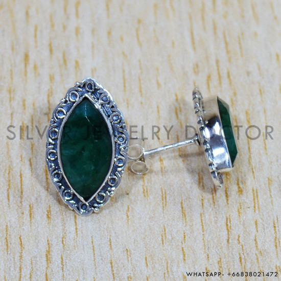 Emerald 925 Sterling Silver Earrings (SJWES-365) Emerald 925 Sterling Silver Earrings (SJWES-365)