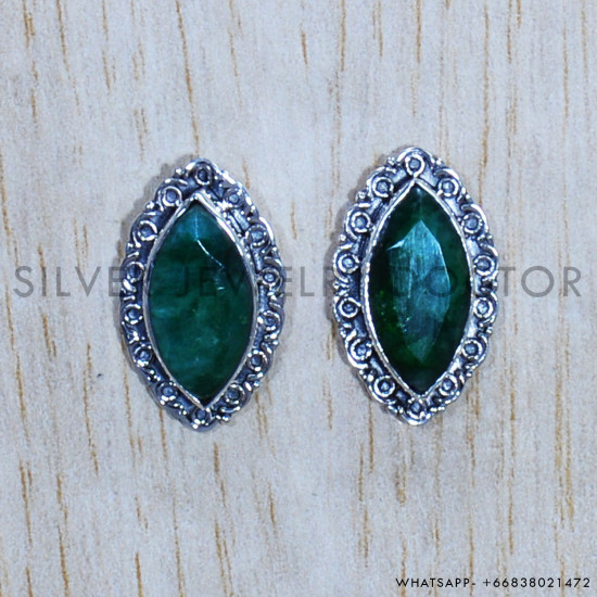 Emerald 925 Sterling Silver Earrings (SJWES-365) Emerald 925 Sterling Silver Earrings (SJWES-365)