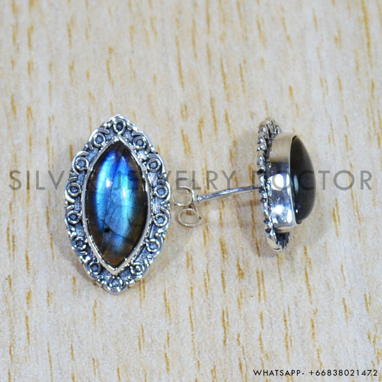 Labradorite 925 Sterling Silver Earrings (SJWES-366)