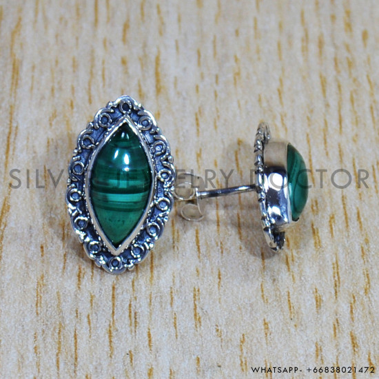 Malachite 925 Sterling Silver Earrings (SJWES-369) Malachite 925 Sterling Silver Earrings (SJWES-369)