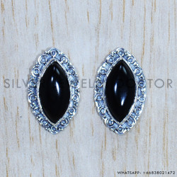 Black Onyx 925 Sterling Silver Earrings (SJWES-370)