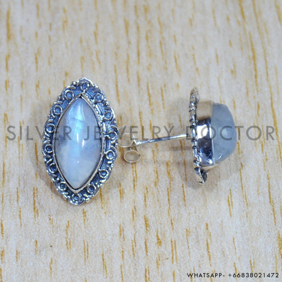 Rainbow Moonstone 925 Sterling Silver Earrings (SJWES-371) Rainbow Moonstone 925 Sterling Silver Earrings (SJWES-371)