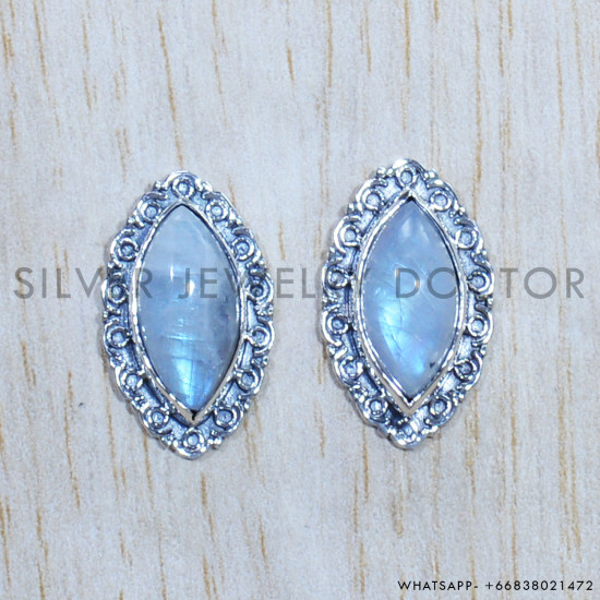 Rainbow Moonstone 925 Sterling Silver Earrings (SJWES-371) Rainbow Moonstone 925 Sterling Silver Earrings (SJWES-371)