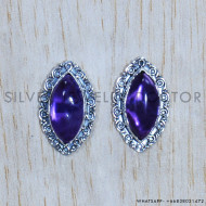 925 Real Sterling Silver Amethyst Gemstone Exclusive Jewelry Stylish Stud Earring SJWES-372