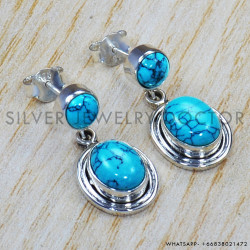 Turquoise 925 Sterling Silver Stud Earrings (SJWES-38) Turquoise 925 Sterling Silver Stud Earrings (SJWES-38)