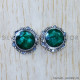 Emerald 925 Sterling Silver Stud Earrings (SJWES-381)