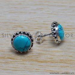Turquoise 925 Sterling Silver Stud Earrings (SJWES-39) Turquoise 925 Sterling Silver Stud Earrings (SJWES-39)