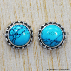 Turquoise 925 Sterling Silver Stud Earrings (SJWES-39)
