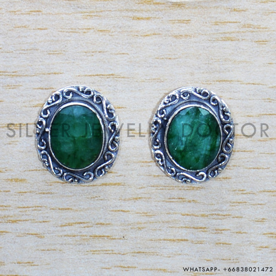 Emerald 925 Sterling Silver Earrings (SJWES-392) Emerald 925 Sterling Silver Earrings (SJWES-392)