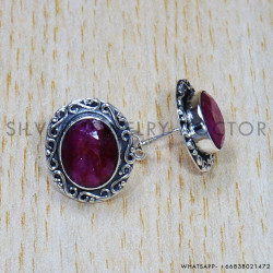 Ruby 925 Sterling Silver Earrings (SJWES-393)