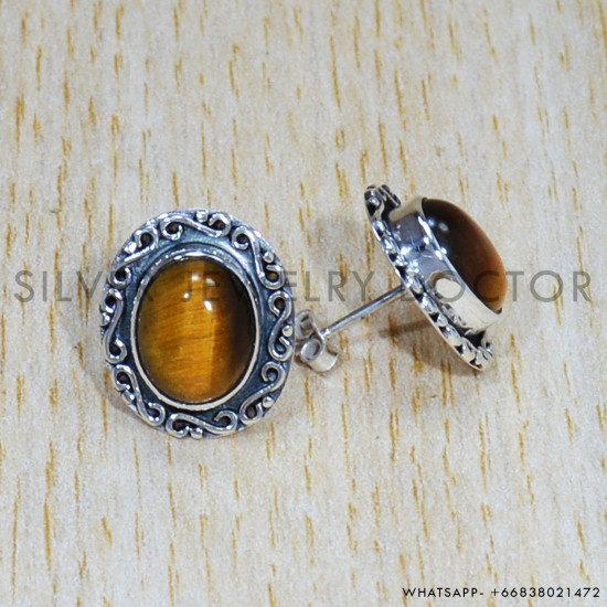 Tiger Eye 925 Sterling Silver Earrings (SJWES-396) Tiger Eye 925 Sterling Silver Earrings (SJWES-396)