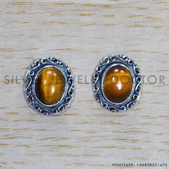 Tiger Eye 925 Sterling Silver Earrings (SJWES-396) Tiger Eye 925 Sterling Silver Earrings (SJWES-396)