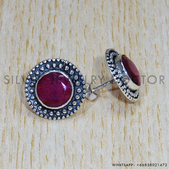 Ruby 925 Sterling Silver Earrings (SJWES-397) Ruby 925 Sterling Silver Earrings (SJWES-397)