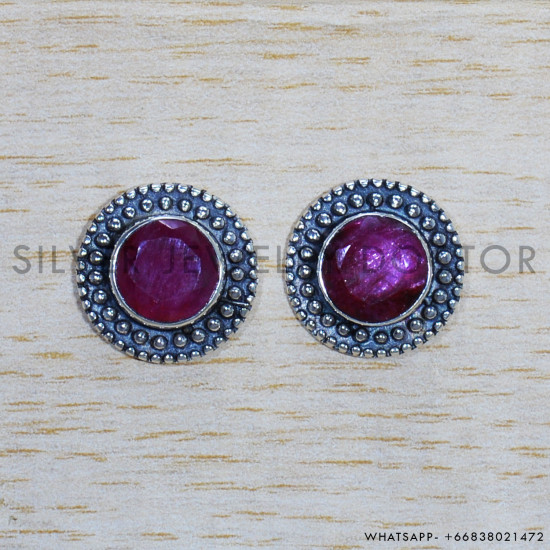 Ruby 925 Sterling Silver Earrings (SJWES-397) Ruby 925 Sterling Silver Earrings (SJWES-397)