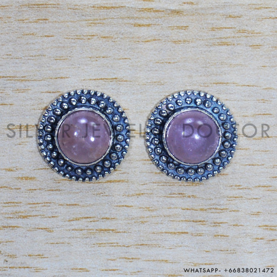 Rose Quartz 925 Sterling Silver Earrings (SJWES-398) Rose Quartz 925 Sterling Silver Earrings (SJWES-398)