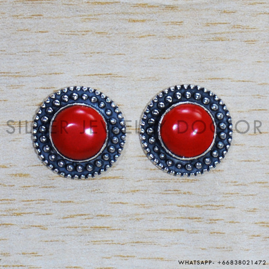 Coral 925 Sterling Silver Earrings (SJWES-399) Coral 925 Sterling Silver Earrings (SJWES-399)