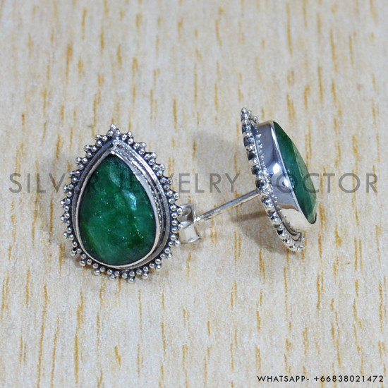 Emerald 925 Sterling Silver Earrings (SJWES-407) Emerald 925 Sterling Silver Earrings (SJWES-407)
