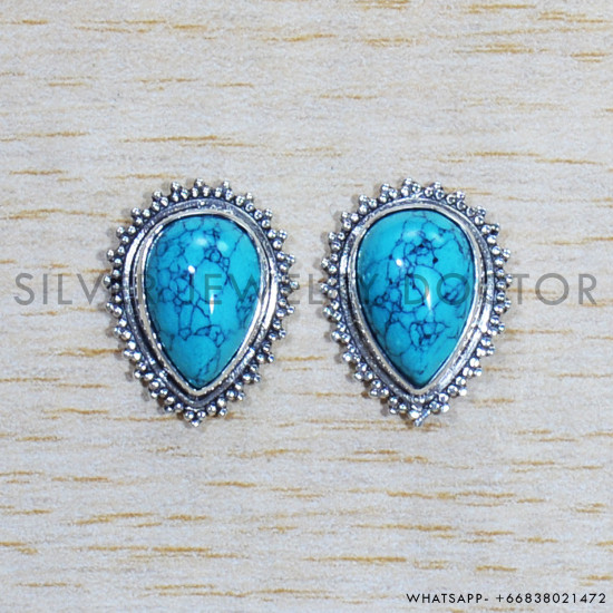 Turquoise 925 Sterling Silver Earrings (SJWES-408) Turquoise 925 Sterling Silver Earrings (SJWES-408)