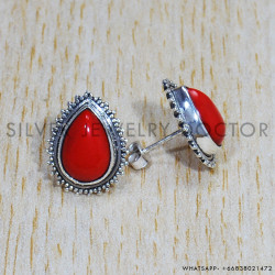 Coral 925 Sterling Silver Earrings (SJWES-409)