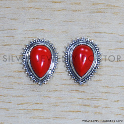 Coral 925 Sterling Silver Earrings (SJWES-409)