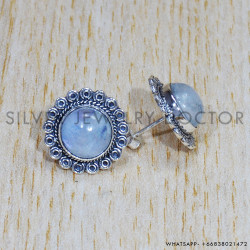 Rainbow Moonstone 925 Sterling Silver Earrings (SJWES-410)