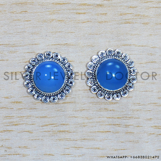 Chalcedony 925 Sterling Silver Earrings (SJWES-414) Chalcedony 925 Sterling Silver Earrings (SJWES-414)