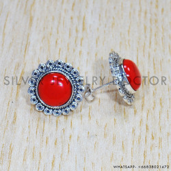 Coral 925 Sterling Silver Earrings (SJWES-415)