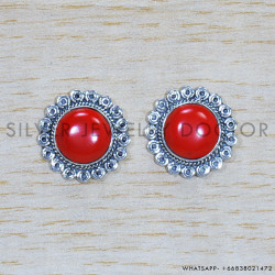 Coral 925 Sterling Silver Earrings (SJWES-415)
