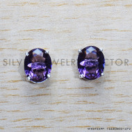 Amethyst 925 Sterling Silver Earrings (SJWES-420)