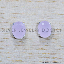 Rose Quartz 925 Sterling Silver Earrings (SJWES-427)