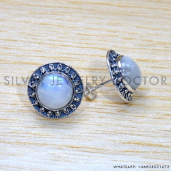 Rainbow Moonstone 925 Sterling Silver Earrings (SJWES-431)