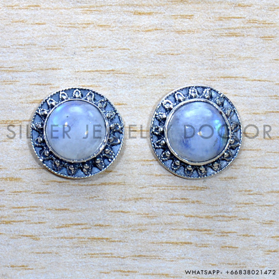 Rainbow Moonstone 925 Sterling Silver Earrings (SJWES-431) Rainbow Moonstone 925 Sterling Silver Earrings (SJWES-431)