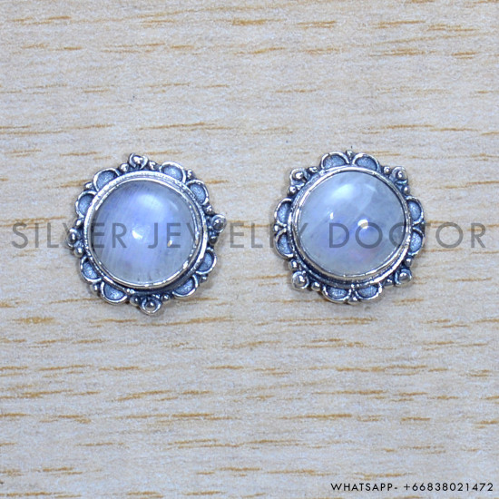 Rainbow Moonstone 925 Sterling Silver Earrings (SJWES-434) Rainbow Moonstone 925 Sterling Silver Earrings (SJWES-434)