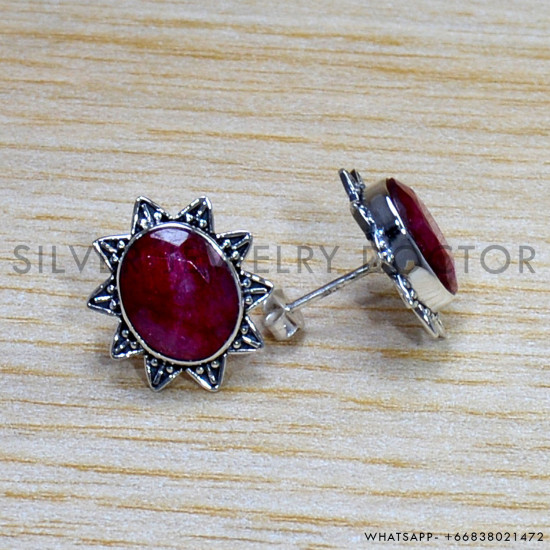 Ruby 925 Sterling Silver Earrings (SJWES-437) Ruby 925 Sterling Silver Earrings (SJWES-437)