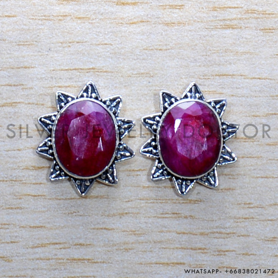 Ruby 925 Sterling Silver Earrings (SJWES-437) Ruby 925 Sterling Silver Earrings (SJWES-437)