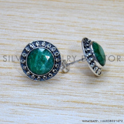 Emerald 925 Sterling Silver Earrings (SJWES-439)