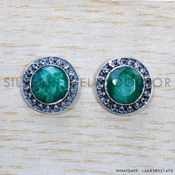 Emerald 925 Sterling Silver Earrings (SJWES-439)